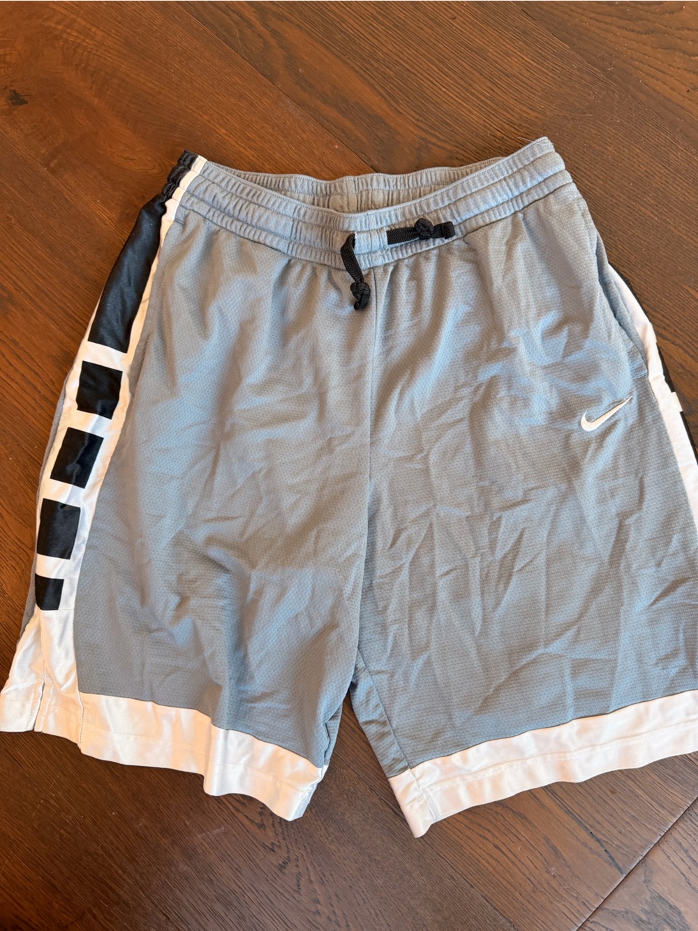Nike Men's Light Gray Athletic Shorts with Black & White Accents